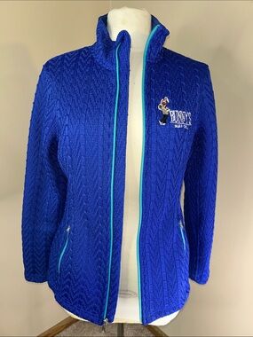 Royal Blue Teddy Jacket with Contrast Aqua Trim